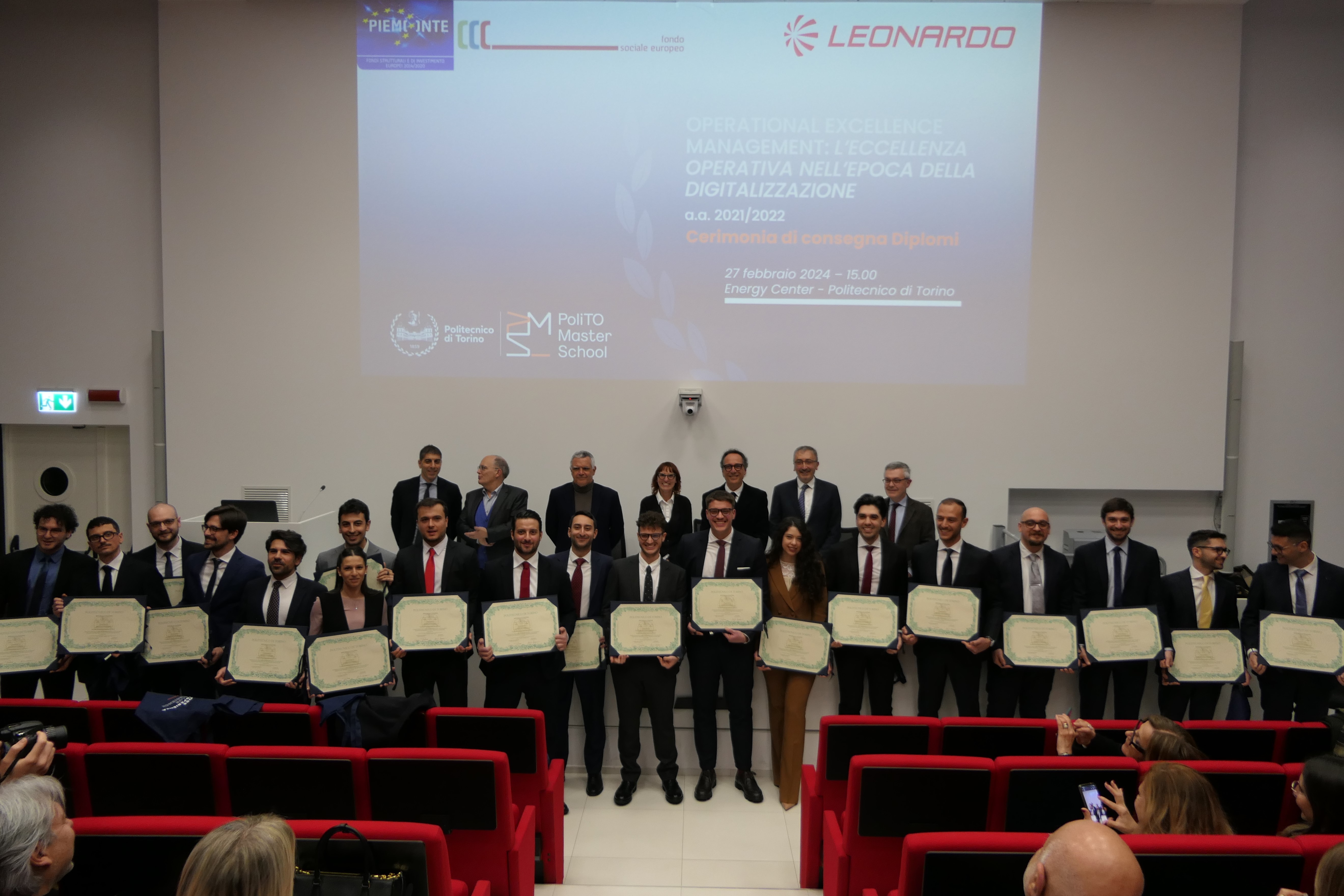 La consegna del diploma di master di secondo livello al Politecnico di Torino